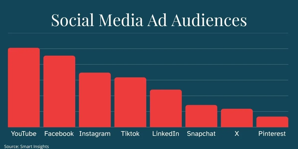 Graph showing social media ad audiences by platform.