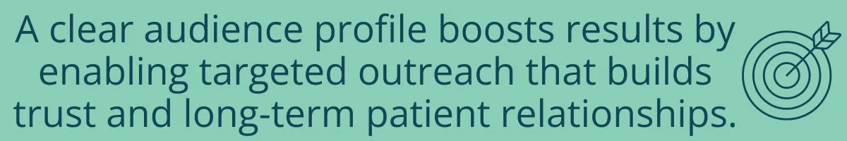 A clear audience profile boosts results by enabling targeted outreach that builds trust and long-term patient relationships.