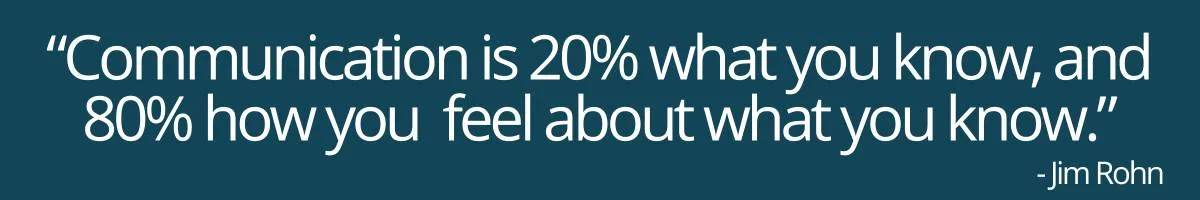 “Communication is 20% what you know, and 80% how you feel about what you know.” “Communication is 20% what you know, and 80% how you feel about what you know.”