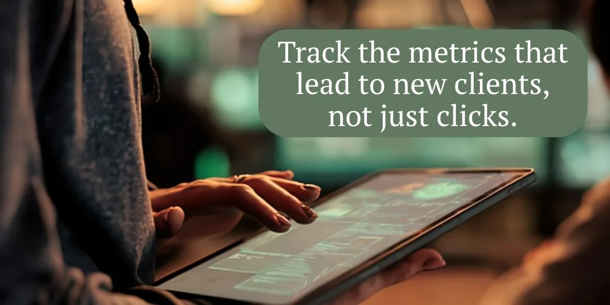 Financial advisor reviewing digital marketing results on a tablet dashboard