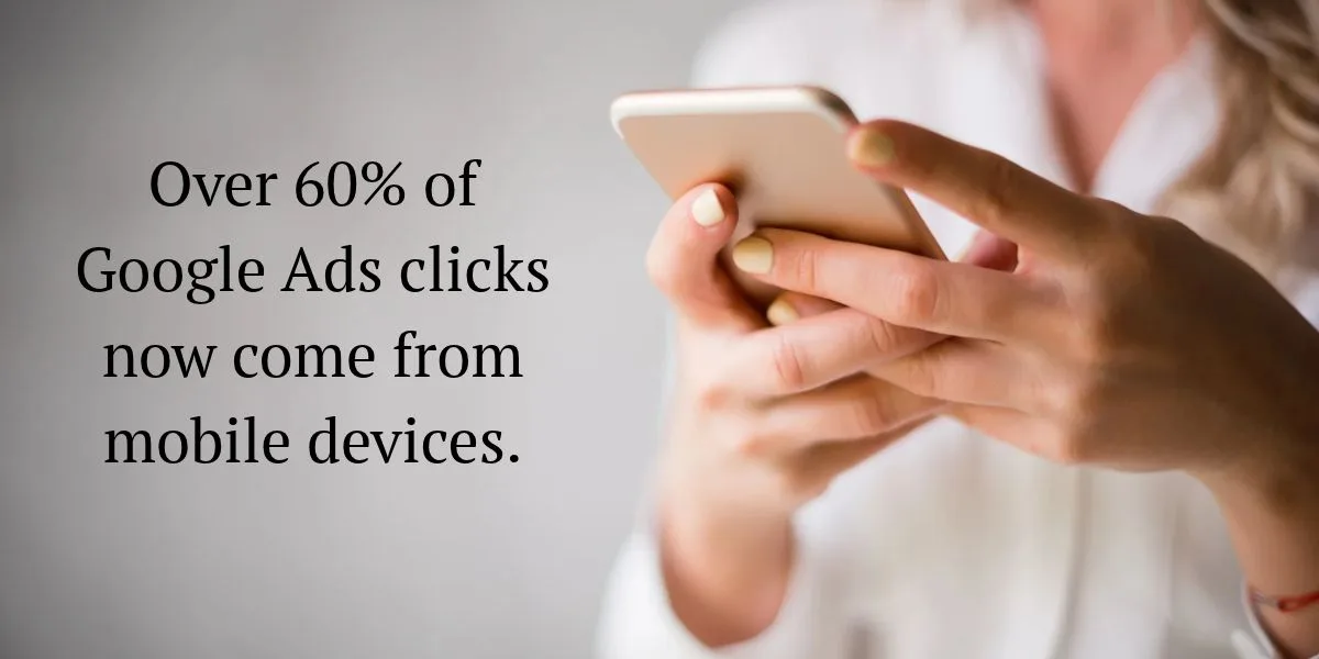 Graphic showing the share of Google Ads clicks coming from mobile