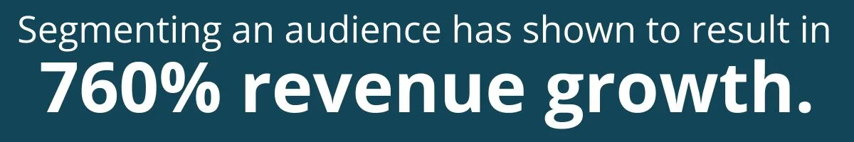 Segmenting an audience has shown to result in 760% revenue growth. Segmenting an audience has shown to result in 760% revenue growth.