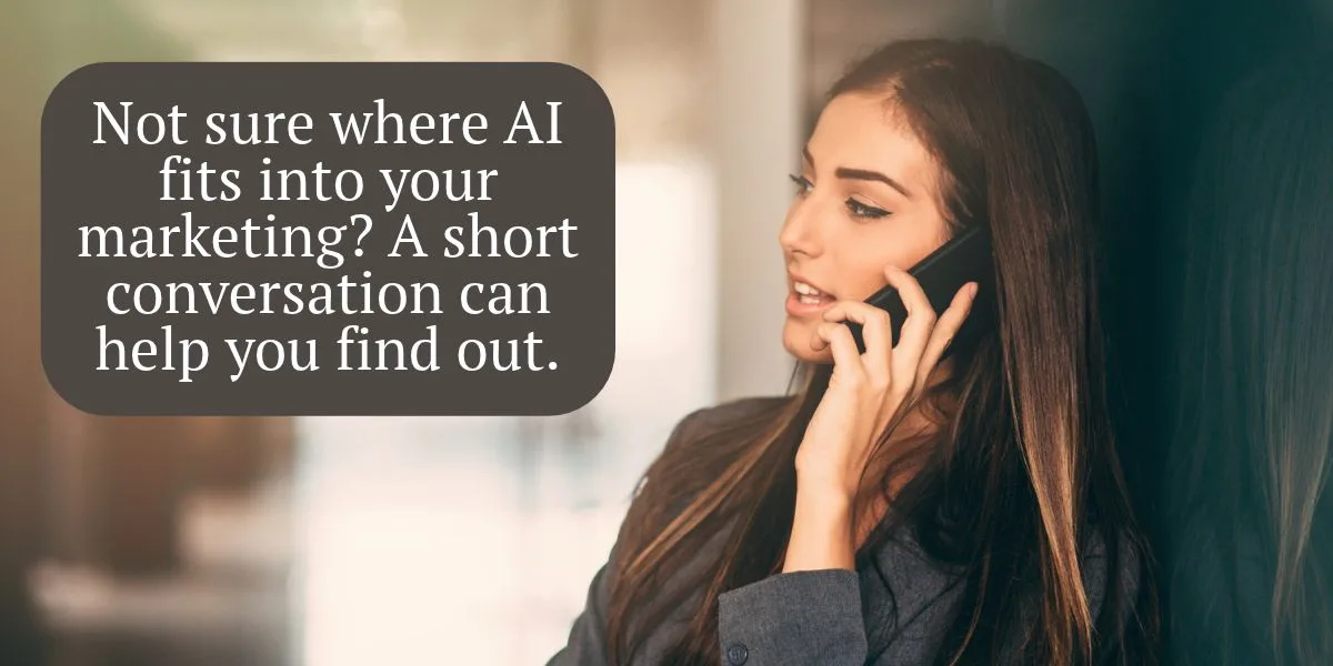 Marketing consultant discussing AI strategy with a business owner