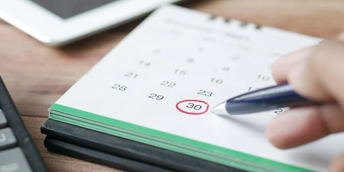 Calendar with seminar and webinar dates marked for event planning Calendar with seminar and webinar dates marked for event planning