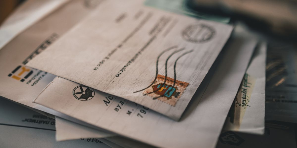 Mail lying on a table in a pile